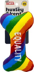 Huxley & Kent Tiny Tuff Equality Bone Squeaky Plush Dog Toy, Rainbow