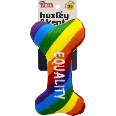 Huxley & Kent Huxley & Kent Tiny Tuff Equality Bone Squeaky Plush Dog Toy, Rainbow