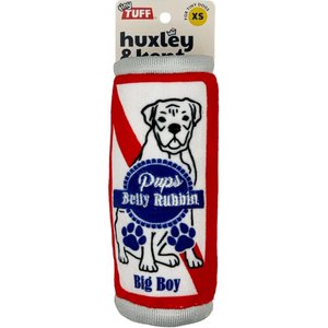 Huxley & Kent Tiny Tuff Pups Belly Rubbin Squeaky Plush Dog Toy, White/Red/Blue