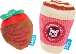 BARK Barkbox Frenchie Kiss Coffee Kit Plush Dog Toy, Multicolor, Small/Medium