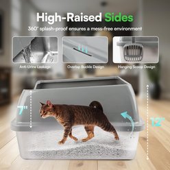 allforpaws Go Fresh Enclosed Stainless Steel Cat Litter Box, 21 x 16 x 11.8-in, Grey slide 2 of 8