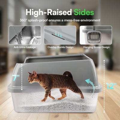 Show full view: allforpaws Go Fresh Enclosed Stainless Steel Cat Litter Box, 21 x 16 x 11.8-in, Grey slide 3 of 9