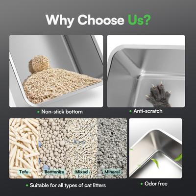 Show full view: allforpaws Go Fresh Enclosed Stainless Steel Cat Litter Box, 21 x 16 x 11.8-in, Grey slide 4 of 9