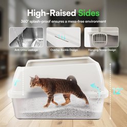 allforpaws Go Fresh Enclosed Stainless Steel Cat Litter Box, 21 x 16 x 11.8-in, Sand slide 2 of 6