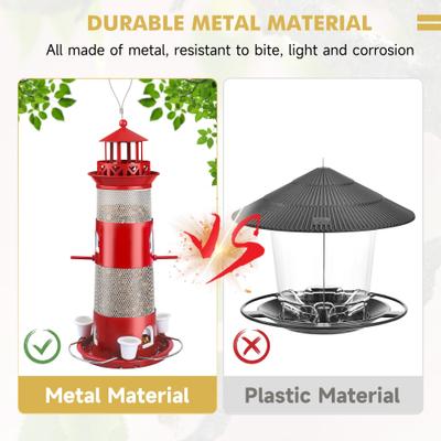 Show full view: Decflow Outdoor Hanging Durable Metal Tube Wild Bird Feeder with Three Water Cups, White slide 4 of 7