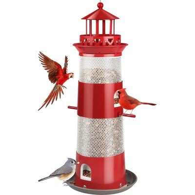 Decflow Decflow Outdoor Hanging Durable Metal Tube Wild Bird Feeder, White