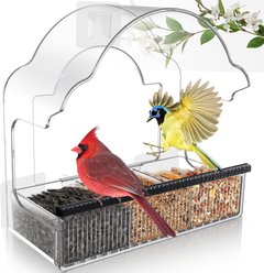 Decflow Transparent Acrylic Outside Window Wild Bird Feeder with 3 Pairs of Strong Stickers & Removable Tray, Black slide 1 of 7