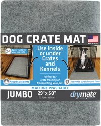 Drymate Dog Crate Mat Protective Liner Training Pee Pad, Light Grey, Jumbo, 29-in x 50-in