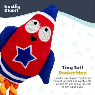 Show full view: Huxley & Kent Tiny Tuff Rocket Man Squeaky Plush Dog Toy, Red/White/Blue/Orange slide 5 of 8