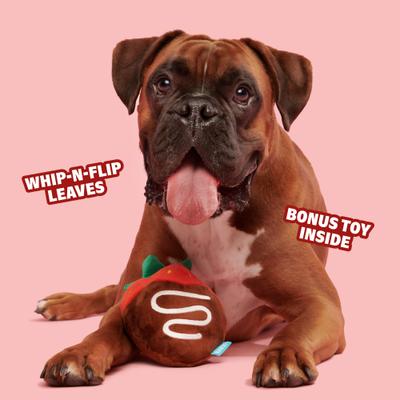 Show full view: BARK Barkbox Chocolate Slobber Strawberry Plush Dog Toy, Multicolor, Medium/Large slide 2 of 7