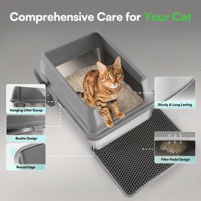 Show full view: allforpaws Go Fresh Enclosed Stainless Steel Cat Litter Box, 21 x 16 x 11.8-in, Grey slide 5 of 9
