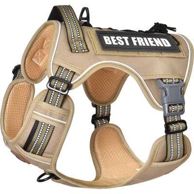 Pet Marvel Pet Marvel Tactical No Pull Front Clip with Easy Control Handle & Molle Hoop & Loop Dog Harness, Brown, X-Large: 26 to 42-in chest