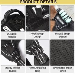 Pet Marvel Tactical No Pull Front Clip with Easy Control Handle & Molle Hoop & Loop Dog Harness, Black, Small: 20 to 31-in chest slide 2 of 7