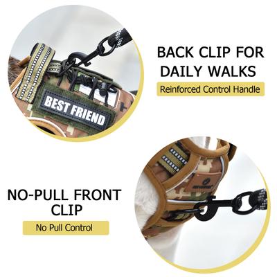 Show full view: Pet Marvel Tactical No Pull Front Clip with Easy Control Handle & Molle Hoop & Loop Dog Harness, Camouflage, Large: 24 to 37-in chest slide 4 of 8