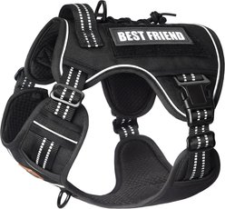 Pet Marvel Tactical No Pull Front Clip with Easy Control Handle & Molle Hoop & Loop Dog Harness, Black, Large: 24 to 37-in chest