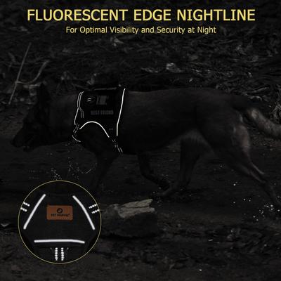 Show full view: Pet Marvel Tactical No Pull Front Clip with Easy Control Handle & Molle Hoop & Loop Dog Harness, Black, Large: 24 to 37-in chest slide 6 of 8