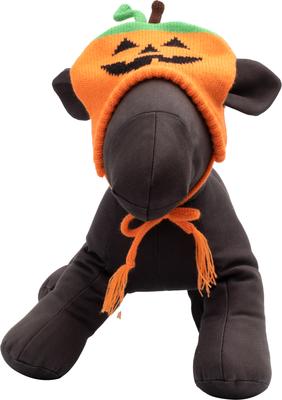 Show full view: The Worthy Dog Jack-O-Lantern Dog Hat, Orange, Medium slide 3 of 3