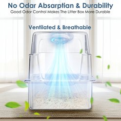 LovMor Multi-Function Covered Cat Litter Box with Scatter Shield & Scoop, X-Large: 23.5 x 15.6 x 17-in slide 2 of 7