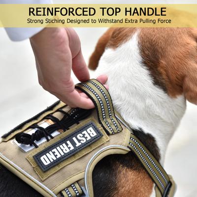 Show full view: Pet Marvel Tactical No Pull Front Clip with Easy Control Handle & Molle Hoop & Loop Dog Harness, Brown, Small: 20 to 31-in chest slide 6 of 9