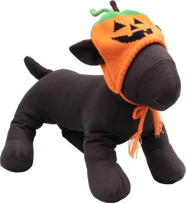 Show full view: The Worthy Dog Jack-O-Lantern Dog Hat, Orange, Medium slide 2 of 3