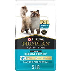 Purina Pro Plan AdvantEDGE Digestive Support Plus Adult Salmon & Rice Formula High Protein Dry Cat Food, 5-lb bag