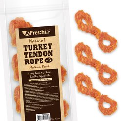AFreschi Natural Turkey Tendon Rope Natural Dog Chew Treat, Medium, 3 count
