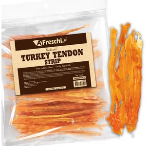 AFreschi Natural Turkey Tendon Strip Natural Dog Chew Treat, 10-oz pouch