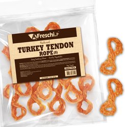 AFreschi Natural Turkey Tendon Rope Natural Dog Chew Treats, Small, 8-oz pouch, count varies