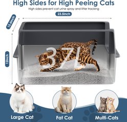 LovMor Metal Cat Litter Box with Scatter Shield & Scoop, X-Large: 23.5 x 15.6 x 12-in slide 2 of 7
