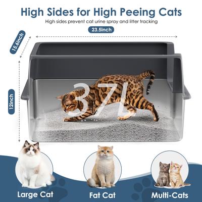Show full view: LovMor Metal Cat Litter Box with Scatter Shield & Scoop, X-Large: 23.5 x 15.6 x 12-in slide 2 of 8