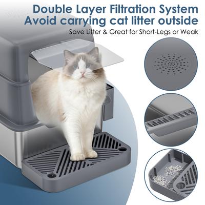 Show full view: LovMor Multi-Function Covered Cat Litter Box with Scatter Shield & Scoop, X-Large: 23.5 x 15.6 x 17-in slide 4 of 8
