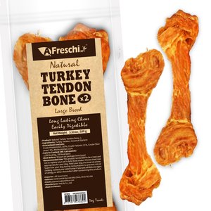 AFreschi Natural Turkey Tendon Bone Natural Dog Chew Treat, 2 count