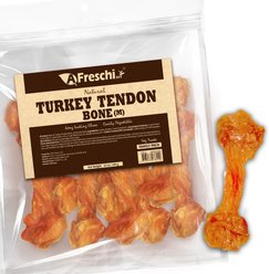AFreschi Natural Turkey Tendon Bone Natural Dog Chew Treat, Medium, Medium, 10-oz pouch, count varies