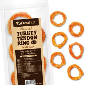 AFreschi Natural Turkey Tendon Ring Natural Dog Chew Treat, Small, 6 count