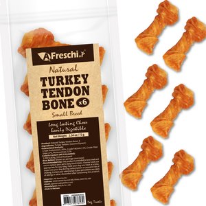 AFreschi Natural Turkey Tendon Bone Natural Dog Chew Treat, Small, 6 count