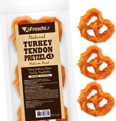 AFreschi Natural Turkey Tendon Pretzel Natural Dog Chew Treat, Medium, 3 count