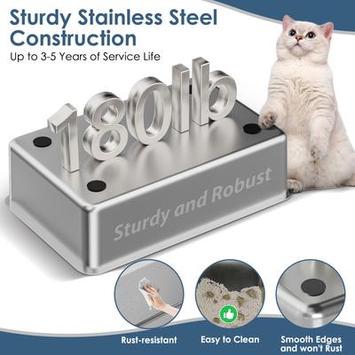 Show full view: LovMor Metal Cat Litter Box with Scatter Shield & Scoop, X-Large: 23.5 x 15.6 x 12-in slide 7 of 8