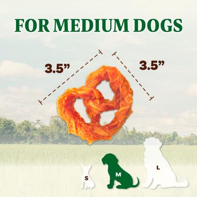 Show full view: AFreschi Natural Turkey Tendon Pretzel Natural Dog Chew Treat, Medium, 3 count slide 3 of 9