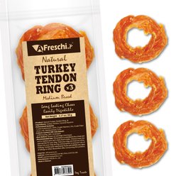 AFreschi Natural Turkey Tendon Ring Natural Dog Chew Treat, Medium, 3 count