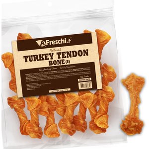 AFreschi Natural Turkey Tendon Bone Natural Dog Chew Treat, Small, 8-oz pouch, count varies