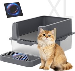 LovMor Metal Cat Litter Box with Scatter Shield & Scoop, X-Large: 23.5 x 15.6 x 12-in