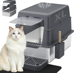 LovMor Multi-Function Covered Cat Litter Box with Scatter Shield & Scoop, X-Large: 23.5 x 15.6 x 17-in