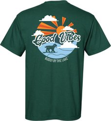 BUDDY BY THE SEA Good Vibes Adult Unisex Short Sleeve Tee Shirt, Field Green, Small