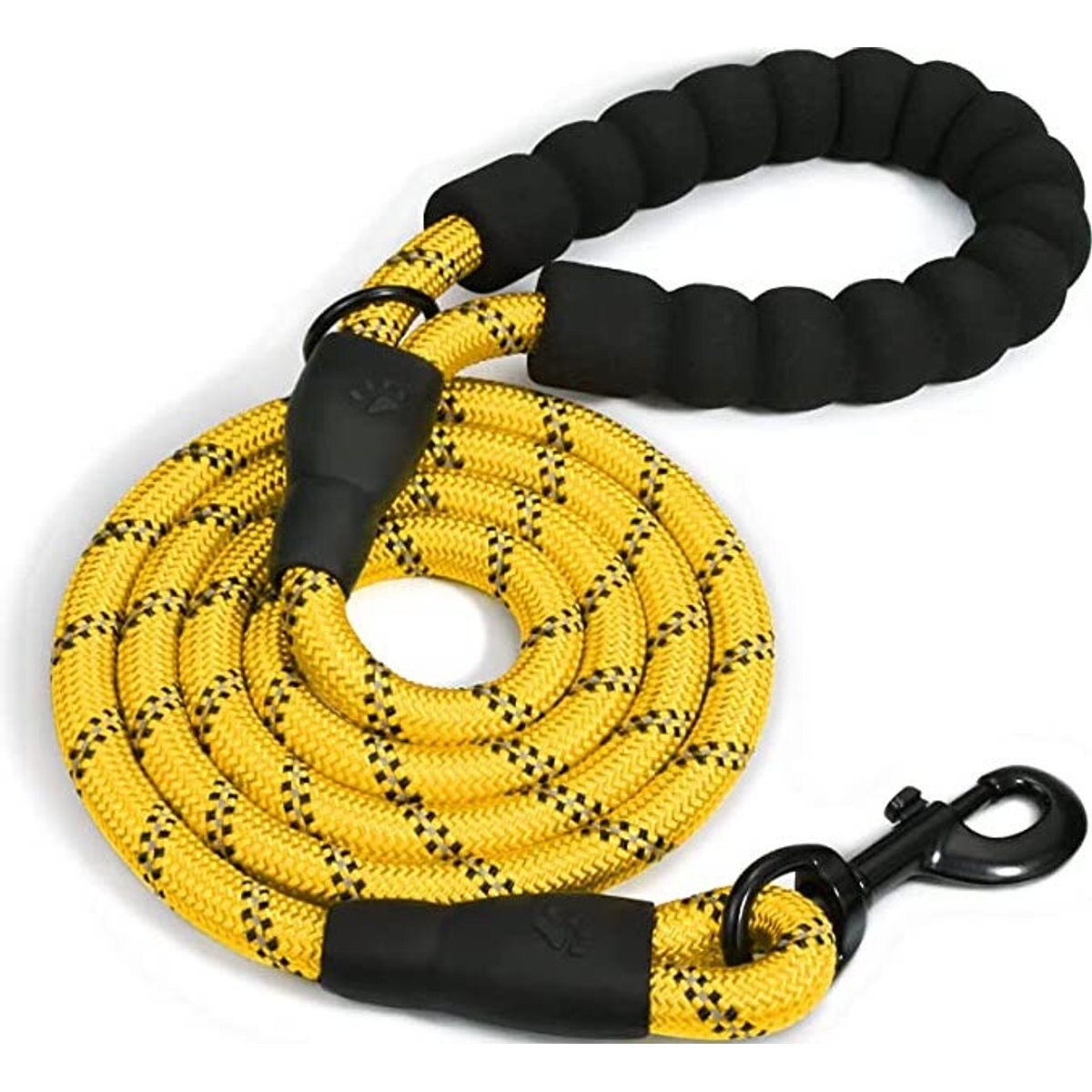 Doggy Tales Braided Rope Reflective Dog Leash, 15-ft long, Yellow