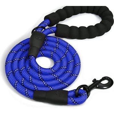 Doggy Tales Doggy Tales Braided Rope Reflective Dog Leash, 15-ft long, Navy
