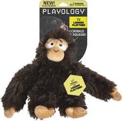 Playology Banana Scented Monkey Plush Squeaky Dog Toy