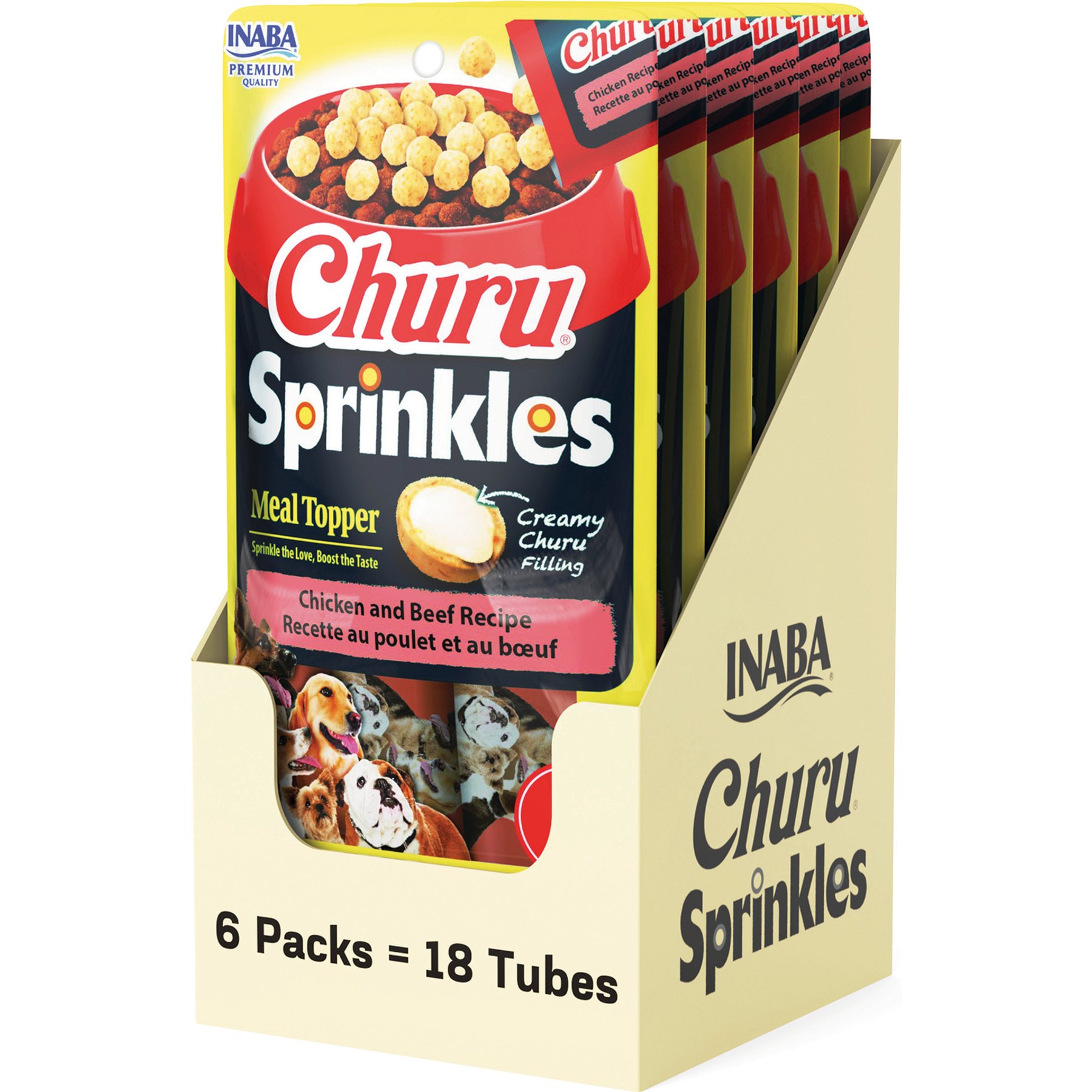 Inaba Churu Sprinkles Chicken & Beef Recipe Grain-Free Soft & Chewy Dog Treats, 0.35-oz tube, 18 count