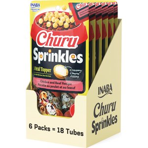 Inaba Churu Sprinkles Chicken & Beef Recipe Grain-Free Soft & Chewy Dog Treats, 0.35-oz tube, 18 count