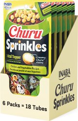 Inaba Churu Sprinkles Chicken & Vegetable Recipe Grain-Free Soft & Chewy Dog Treats, 0.35-oz tube, 18 count