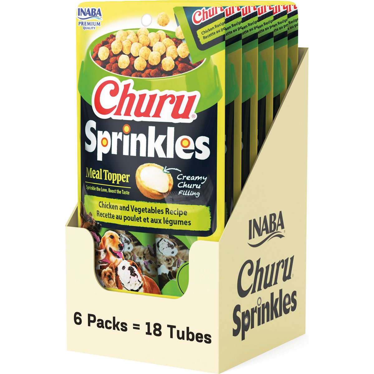 Inaba Churu Sprinkles Chicken & Vegetable Recipe Grain-Free Soft & Chewy Dog Treats, 0.35-oz tube, 18 count